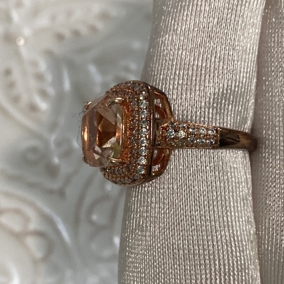 Morganite Diamond Cushion Cut Sterling Silver 14k Rose Gold Ring 4Ct Christmas - Picture 9 of 17